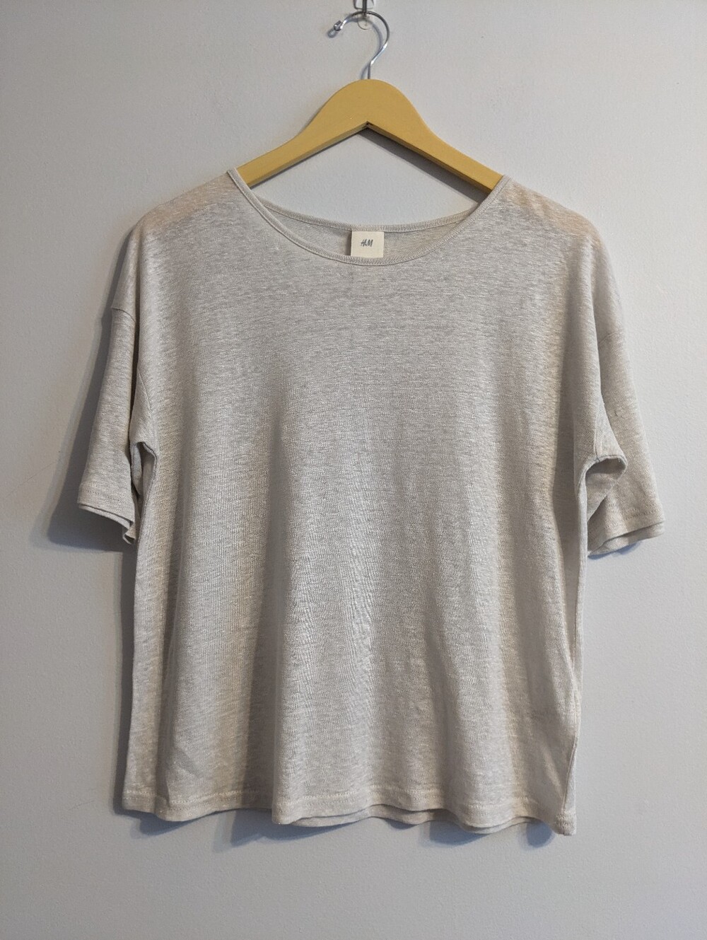 H&M 100% Linen T-shirt | Natural Oatmeal | Size Small
